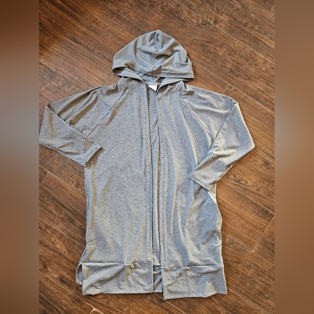 Ladies Cardigan W/Hood By Fitkicks, Size S/M (4-6), Gray   #D